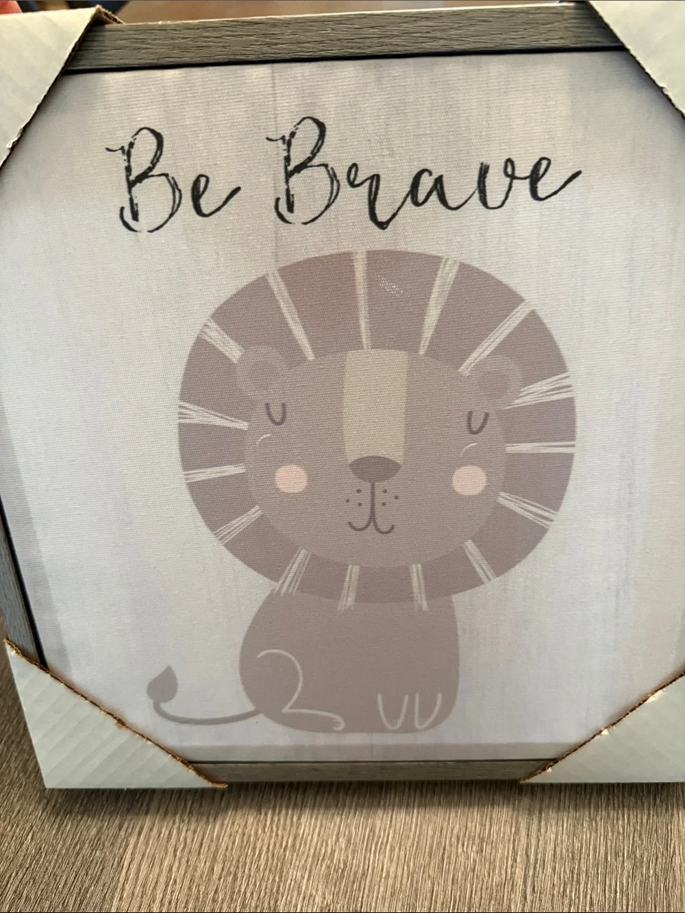 Be Brave Grey Lion Wall Art - Home Wall Decor